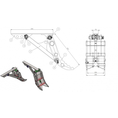 A_pouce_mecanique_mini pelle 0.8-1.8T_schema_technique