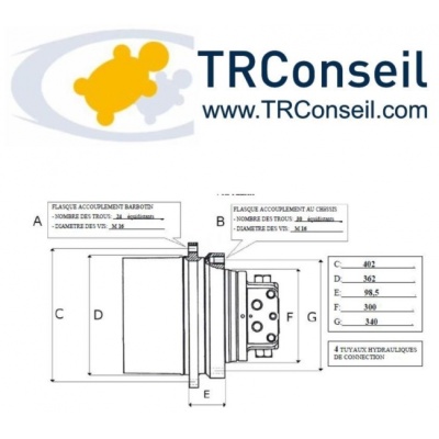 Moto reducteur de translation KOMATSU PC150LC-3 Version 2